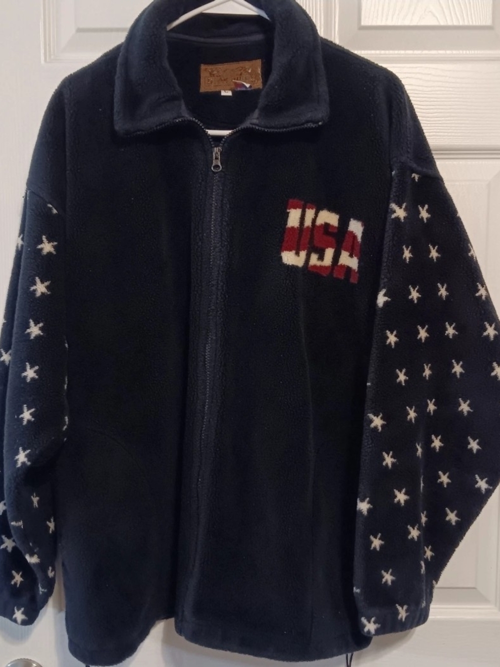 Bear Ridge Outfitters Blue USA Fleece Zip-Up Jacket with Star/Flag Pattern